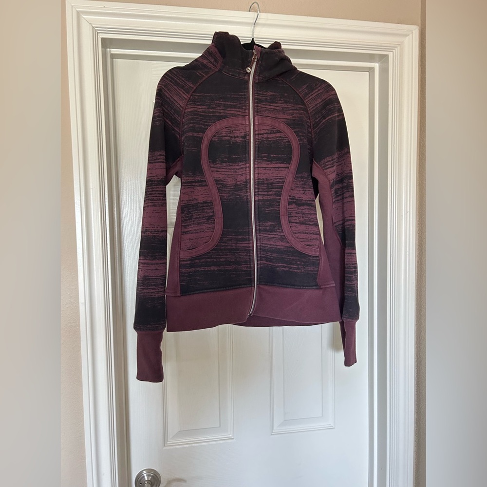 Lululemon Maroon and Black Zip-Up Scuba Hoodie, GUC, size 10